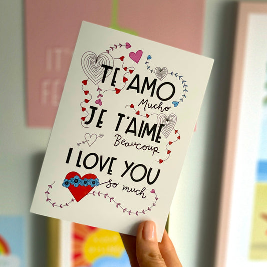 Te Amo Je T'Aime I Love You Card